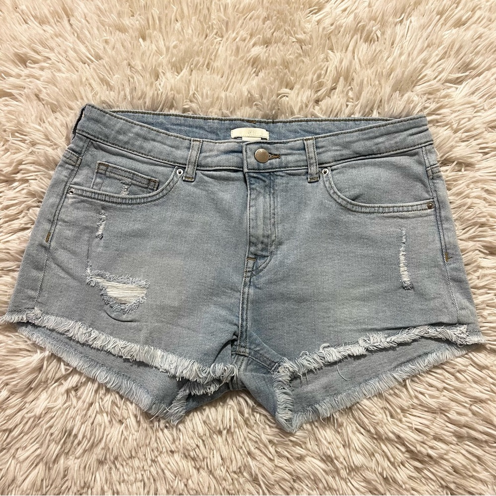 H&M Light Blue Distressed Cut-off Jean Shorts Size 10
